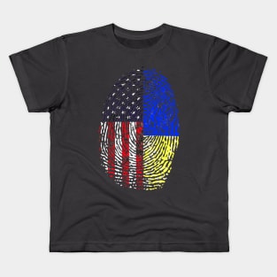 Ukraine American Flag Ukrainian Roots Kids T-Shirt